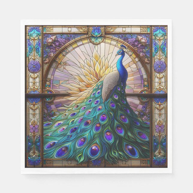 Guardanapos de Pavão Vibrante: A Mesa Elegante (Frente)