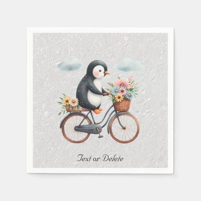 Guardanapos de Pinguim de Bicicleta Floral (Frente)