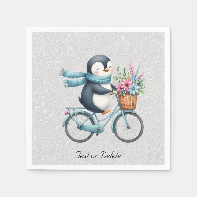 Guardanapos de Pinguim de Bicicleta Floral (Frente)