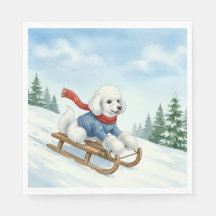 Guardanapos de Poodle de Natal, deslizando