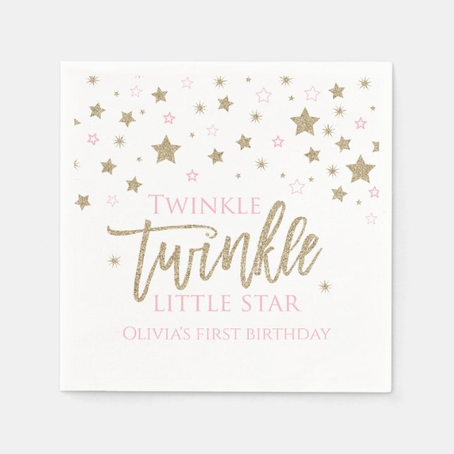 Guardanapos de primeiro aniversário Twinkle Twinkl (Frente)