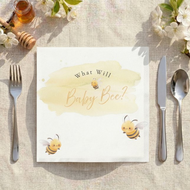 Guardanapos de Revelação de Gênero de Abelha O Que (What will baby bee napkin)