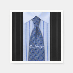 Guardanapos de terno masculino camisa azul e grava