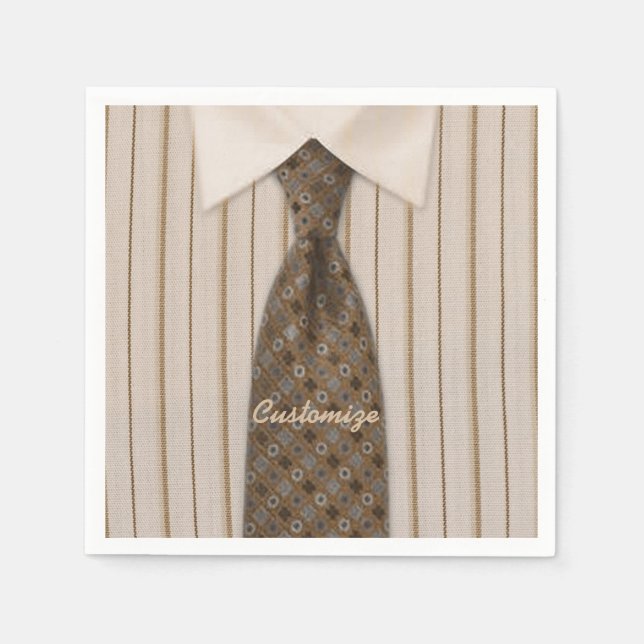 Guardanapos de terno masculino de camisa marrom e  (Frente)