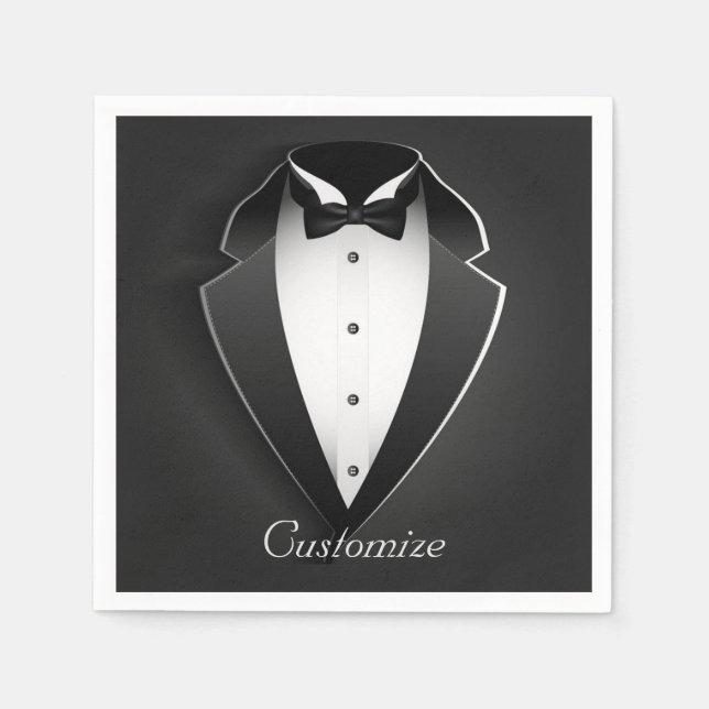 Guardanapos de Tuxedo Personalizados com Classe (Frente)