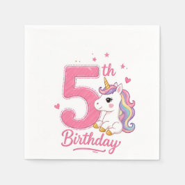Guardanapos de Unicórnio para Aniversário de 5 ano