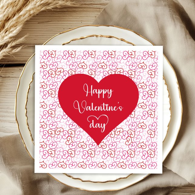 Guardanapos de Valente com Corações Rosa e Vermelh (Stylish Pink Red Hearts Valentine Napkins)