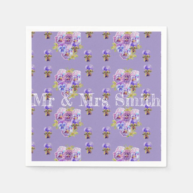Guardanapos Decoração Lilás Pansy Desbotada Roxo (Frente)