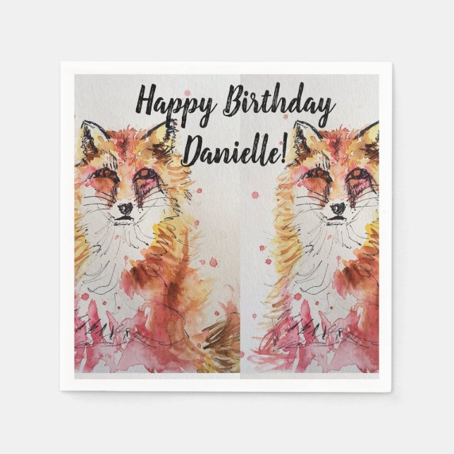 Guardanapos decorativos de aniversário de raposa v (Frente)