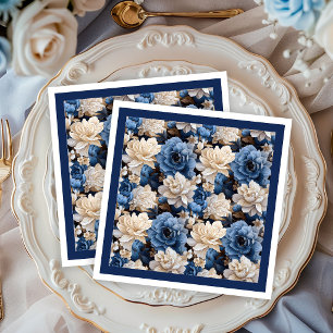 Guardanapos Decorativos Florais de Naval Azul Mari