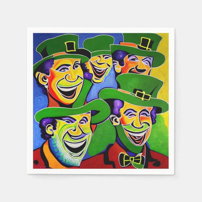 Guardanapos do Dia de São Patrício com Leprechauns (Frente)