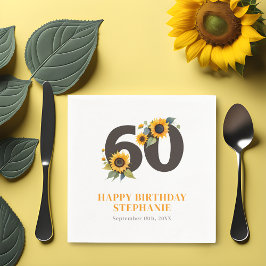Guardanapos Elegant Sunflower para 60º Aniversário