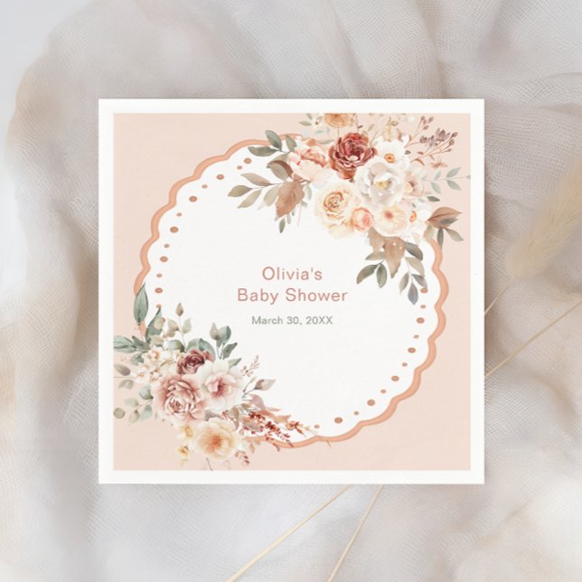 Guardanapos Elegantes Boho Florais Neutros para Ch (Criador carregado)
