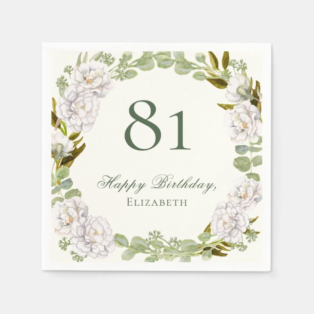 Guardanapos Elegantes Marfim Floral para 81º Anive (Frente)