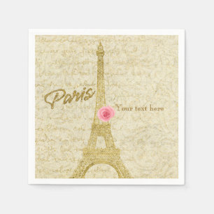 Guardanapos Elegantes Paris Torre Eiffel Dourado e