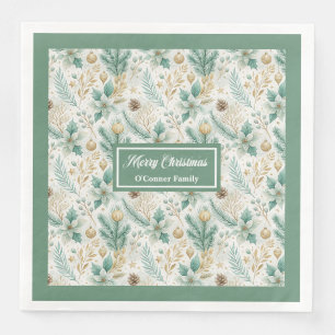 Guardanapos Elegantes Verde Sage e Dourado para Me
