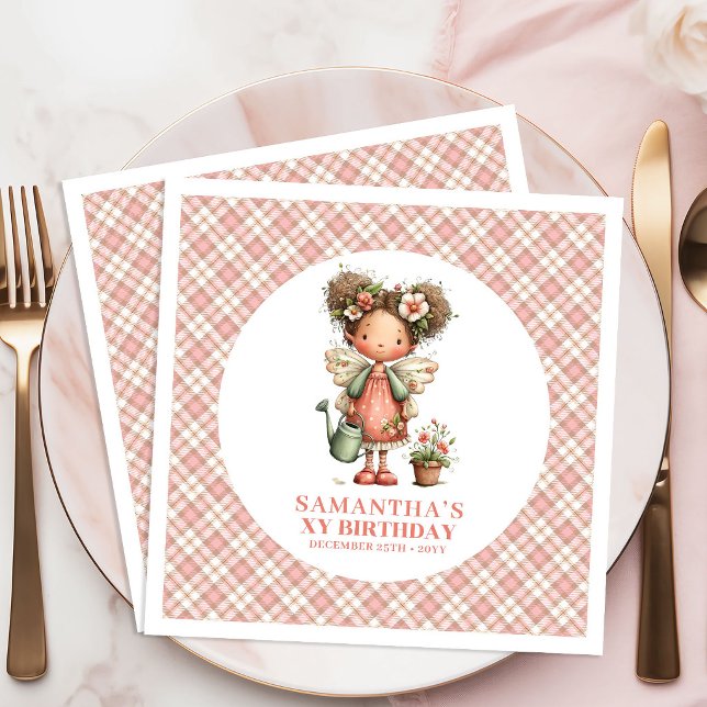 Guardanapos Enchanted Blush Fairy Flowers 6º Anive (Enchanted Blush Fairy Flowers 6th Birthday Napkins)