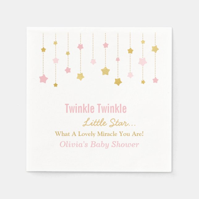 Guardanapos Faux Dourado Pink Twinkle Twinkle Litt (Frente)