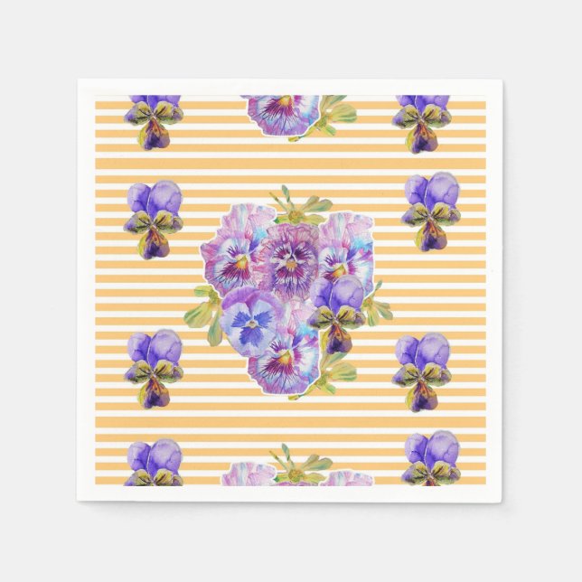 Guardanapos Florais Amarelos com Pontos no Estilo  (Frente)