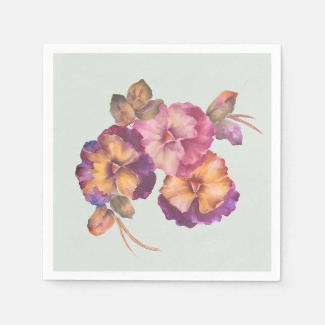 Guardanapos Florais de Aquarela Amor-Perfeito | Ja (Frente)