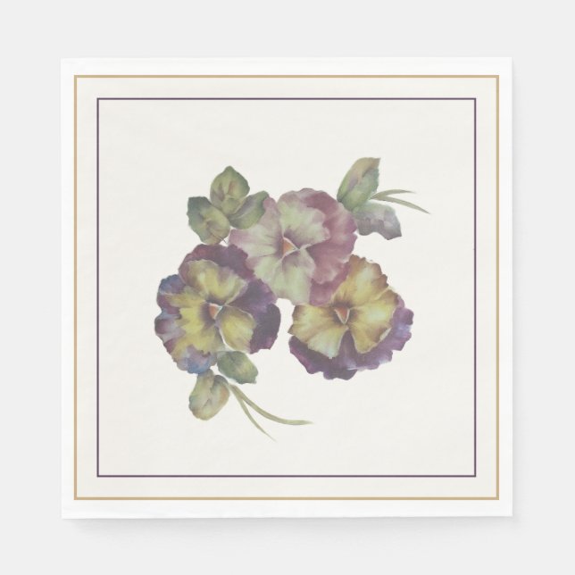 Guardanapos Florais de Aquarela Amor-Perfeito | Ma (Frente)