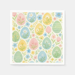 Guardanapos Florais de Ovos de Páscoa em Aquarela