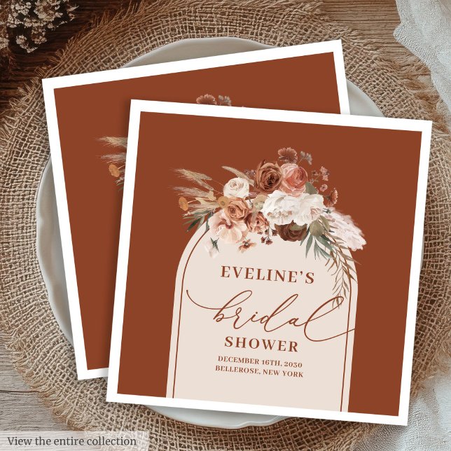 Guardanapos Florais de Pampas em Aquarela para Chá (Watercolor Pampas Floral Napkins for Bridal Shower)