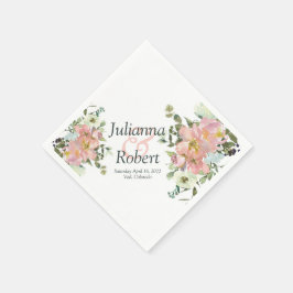 Guardanapos florais em aquarela tons rosa e casca