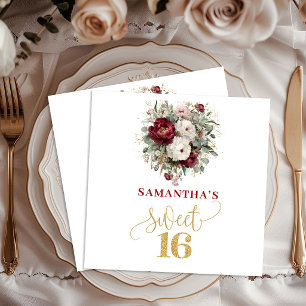 Guardanapos Florais Rosa Bege Burgundy Sweet Sixte