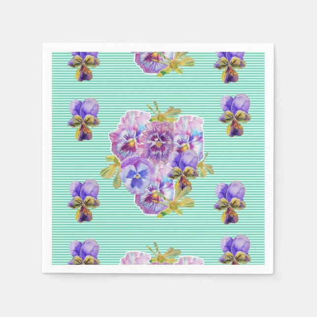 Guardanapos Florais Turquesa Shabby Chic (Frente)