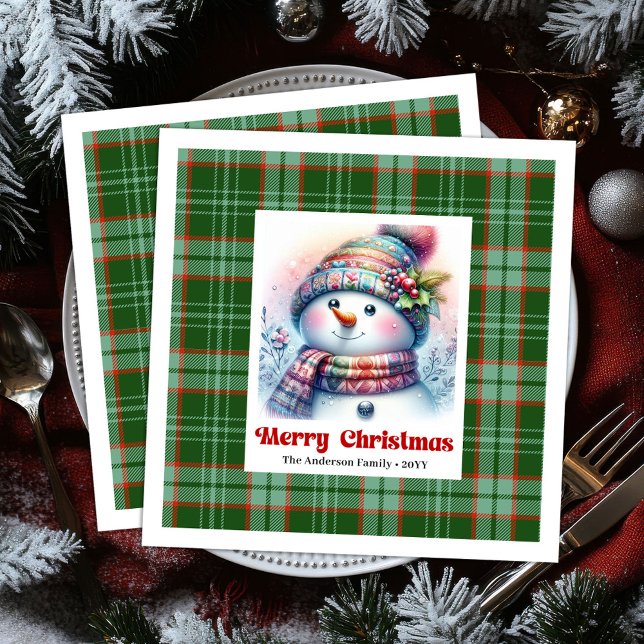 Guardanapos infantis de aquarela de boneco de neve (Sweet cartoon snowman watercolor kids napkins )