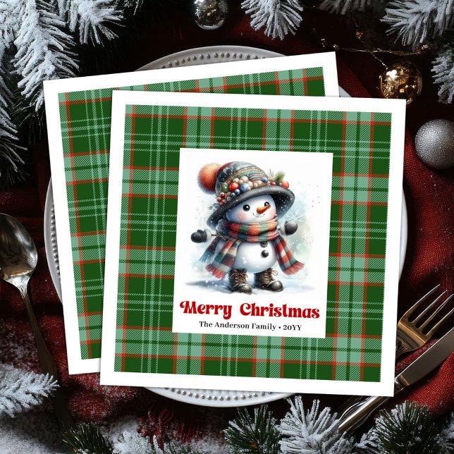 Guardanapos infantis encantadores e engraçados de  (Delightful funny snowman watercolor kids napkins )