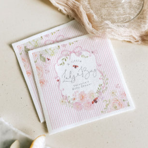 Guardanapos LadyBug Floral Rosa para Chá de Bebê