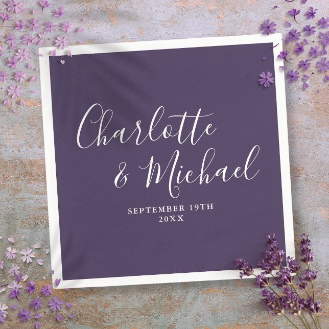 Guardanapos Minimalistas Roxos Elegantes com Letra (Purple Elegant Script Minimalist Napkins)