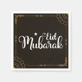 Guardanapos Modernos Eid Mubarak Preto Dourado