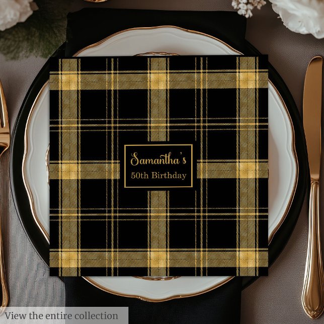 Guardanapos Modernos para Coquetel Preto Dourado B (Modern Cocktail Napkins Black Gold Glitter)