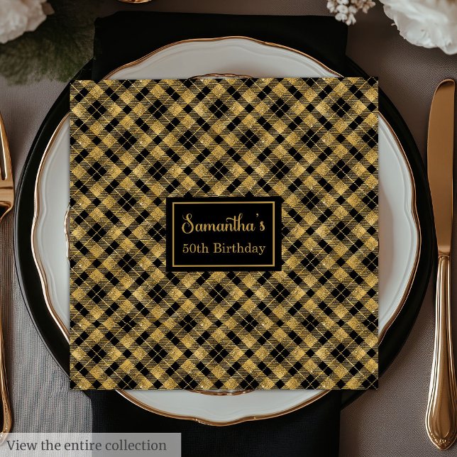 Guardanapos Monograma Elegantes Coquetel Preto Dou (Monogram Napkins Elegant Black Gold Cocktail Art)