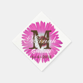 Guardanapos Monogramados com Gérbera Rosa Vibrante