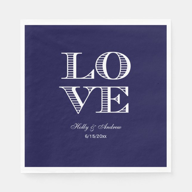 Guardanapos Navy Blue White LOVE (Frente)