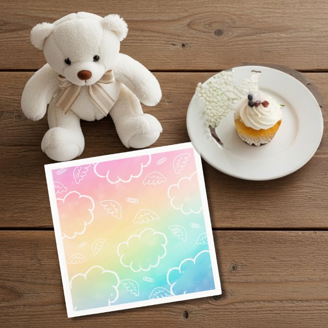 Guardanapos Nuvem Arco-íris Halo de Anjo Celestial (Heavenly Angel Halo Cloud Rainbow Napkins)