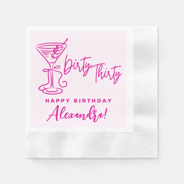 Guardanapos para 30º Aniversário Rosa na Moda Dirt (Frente)
