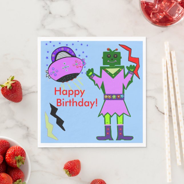 Guardanapos para aniversário da menina robô com es (Insitu)