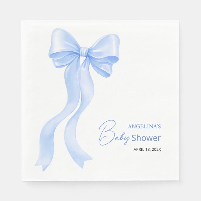 Guardanapos para baby shower com laço adorável. (Frente)