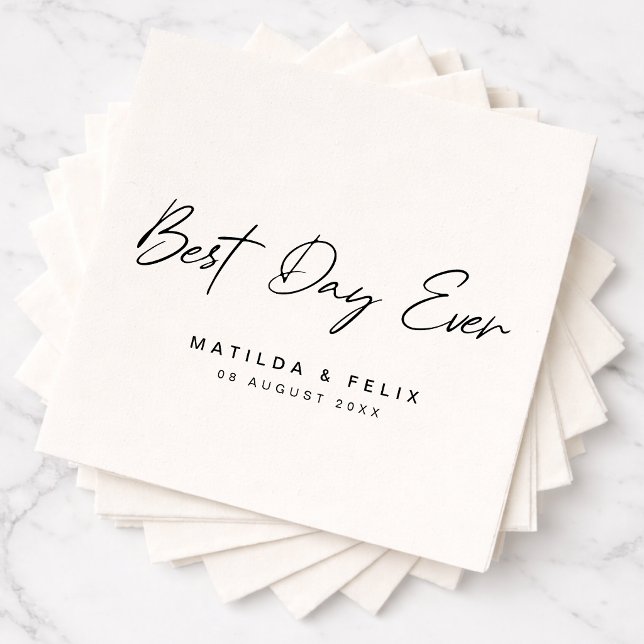 Guardanapos para Casamento | Conjunto de Guardanap (Best Day Ever wedding napkins with clean modern typography for a stylish celebration)