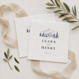 Guardanapos para Casamento de Inverno Navy Montanh