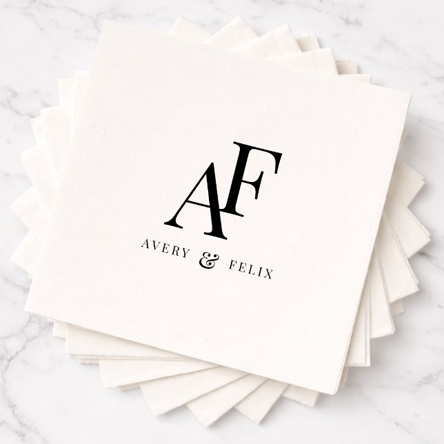 Guardanapos para Casamento | Monograma do Casal Gu (Monogrammed wedding napkins with clean modern typography for a stylish celebration)