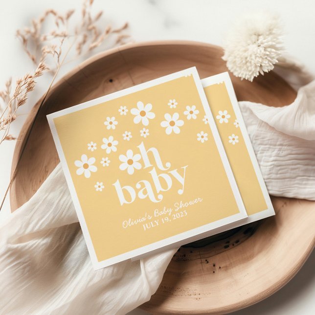 guardanapos para chá de bebê amarelo boho Daisy (Criador carregado)
