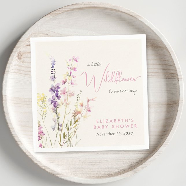 Guardanapos para Chá de Bebê com Aquarela Boho Wil (Boho Wildflower Watercolor Baby Shower Napkins)