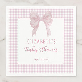 Guardanapos para Chá de Bebê com Laço Rosa Gingham