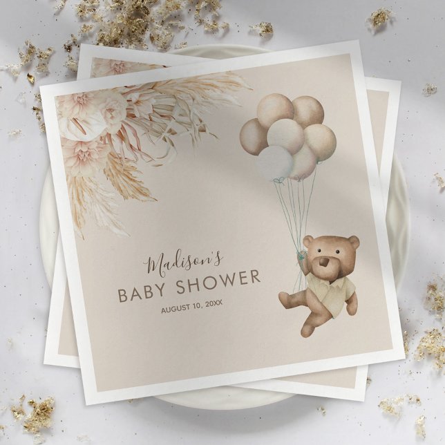 Guardanapos para Chá de Bebê com Urso Teddy Boho G (Criador carregado)